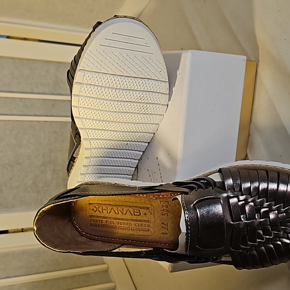 Boho Mexican Huarache Silver Metallic Sandals Size 7 - Picture 3 of 4